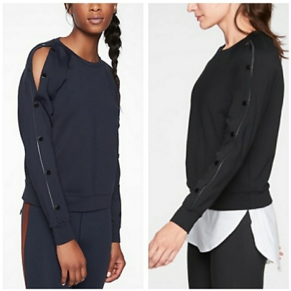 Athleta Snappy Sweatshirt Long Sleeve Crewneck Pullover, Size M